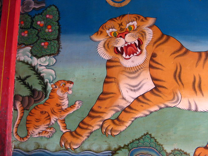 Close up of mural at Tashilhunpo.